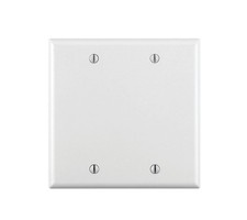 Leviton 2-Gang No Device Blank Wallplate, Standard Size, Standard, White  picture