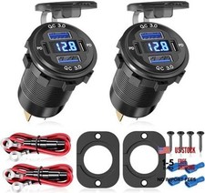 2Pcs 12V/24V Outlet with Voltmeter, Quick Charge 3.0 Dual USB Power Outlet, picture