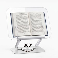 1Pcs Acrylic Reading Stand 360 Rotation Adjustable Book Tablet Holder Silver picture
