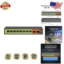 Unmanaged 10-Port Multi-Gig Switch: 8x2.5G RJ45, 2x10G SFP+, Desktop/Wall Mount picture