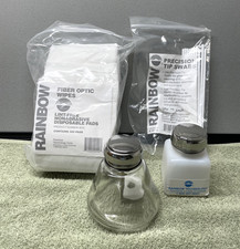 Rainbow Fiber Optic Wipes, Precision Tip Swabs, Glass Alcohol Bottle + Lot picture