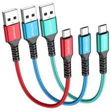 HOTNOW Short USB A to Micro Cable 1FT 1ft+1ft+1ft, Red+Blue+Green picture