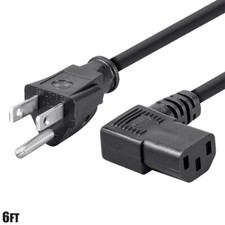 6FT 18AWG 3-Prong NEMA 5-15P to IEC 60320 C13 Right Angle Power Cord Cable picture
