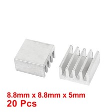 20pcs Silver Tone Aluminum Cooler Radiator Heat Sink Heatsink 8.8mmx 8.8mm x 5mm picture