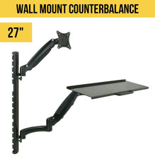 VIVO Black Sit-Stand Wall Mount Counterbalance Adjustable Monitor 27