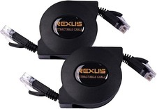 2-Pack Retractable Cat 6 Flat Ethernet Cable 6.6FT, High-Speed LAN Wire, RJ45 picture