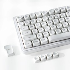 XVX White Round Keycaps MOA Profile Backlit Mechanical Keyboard Caps 104 Keys picture