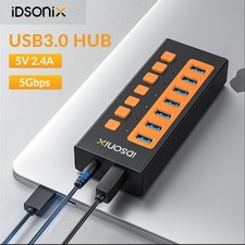 7 Port 5Gbps USB 3.0 Hub Charger Switch Splitter Powered AC Adapter Black For PC picture