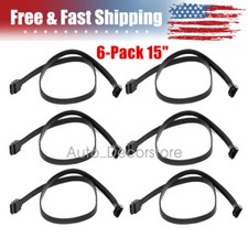 SATA III Cables Straight to Straight Angle SSD HDD Hard Drive Black 6X Pack 15'' picture