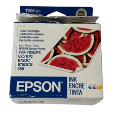 VTG Epson T008 201 Color Ink Cartridge NOS Sealed Exp 02/2008 OEM Box Top Open picture
