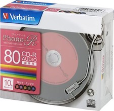 Verbatim Blank Music CD-R 10 Discs 80min 24x  MUR80PHS10V1 Color Mix From Japan picture
