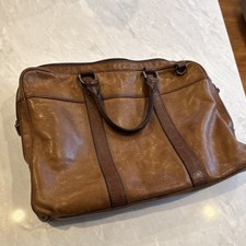 Fossil Brown Leather Padded Briefcase for 15 in Laptop Solid Pattern picture