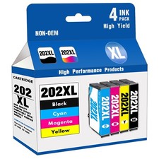 202XL Ink Cartridges for Epson Workforce WF-2860 XP-5100 Printers (4-Pack) picture