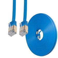 30FT CAT7 CAT 7 Flat Cable Shielded U/FTP LAN RJ45 Internet Router Patch Blue picture