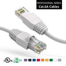 5 Pack of 100Ft CAT6A UTP Ethernet Network Booted Cable 35-100 Feet White picture