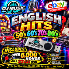 ENGLISH HITS 50, 60, 70 AND 80 -TOP HITS ENGLISH. OVER 6,000 SONGS IN 1 USB 32GB picture