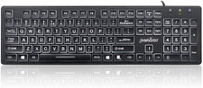 Perixx PERIBOARD-317 Wired Backlit USB Keyboard, Big Print Letter with White Ill picture