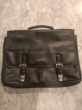 Kenneth Cole Reaction 16 Inch Laptop Briefcase Man Bag Colombian Leather Black picture