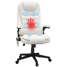 Office Chair High Back Vibration Massage Heated Reclining White HOMCOM picture
