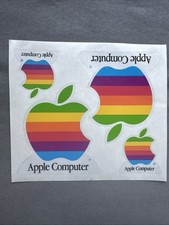 Vintage Apple Computer Rainbow Logo Sticker Sheet Unused picture