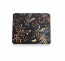 Office Computer Desk Mouse Pad Black Gold Hummingbirds Birds 10x8 Inch Non Slip picture