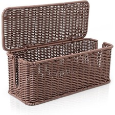 Elegant Rattan Cable Management Box Organizing Cords Power Strips & Routers New picture