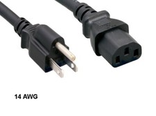 Kentek 3' ft 14 AWG Standard Power Cord NEMA 5-15P To C13 15A/125V Cable Black picture
