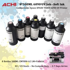 8*500ml UV INK For 6090 Printer & Epson XP600/TX800 Print head CMYK-W-V LC/LM US picture