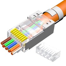 RJ45 Cat8 Cat7 Pass Through connectors 8P8C 50UM Gold Plated Shielded FTP/STP picture