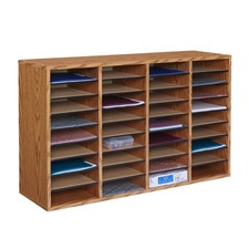 Literature Organizer 36 Compartment Adjustable Shelves Wood Medium Oak 9424MO picture