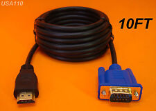 NEW 10 FT 3M LONG HDMI TO VGA MONITOR CABLE COMPUTER TO TV CORD 15-PIN US SELLER picture