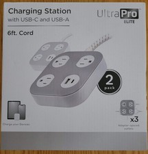 UltraPro Elite Charging Station USB-C USB-A 6ft Cord 2-Pack Power Strip Hub picture