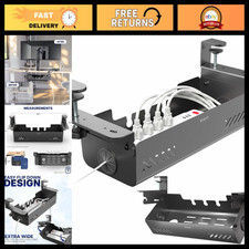 Clamp-On Flip-Open Cable Management Box for Desk - 19 Inch Organizer, Black picture