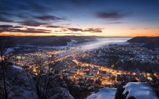 Landscape nature mist cityscape sunset winter hills Custom Gaming Mat Desk picture