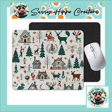 Mouse Pad Christmas Winter Holidays Scene Anti Slip Back Easy Clean Sublimated picture