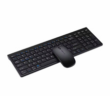 Wireless Keyboard & Mouse Bundle Bluetooth/USB Rechargeable Auto Sleep Black picture