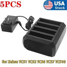 5x 4-Slot Battery Charger Cradle + Adapter For Zebra Symbol TC51 TC52 TC56 TC57 picture