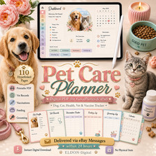 Pet Care Planner Digital PDF GoodNotes iPad Dog Cat Health Vet Vaccine Tracker picture