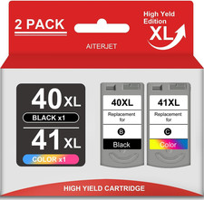 High Capacity PG-40 XL CL-41XL Ink Cartridges (Black, Tri-Color) Compatible Repl picture