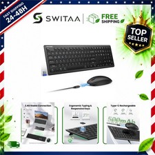 TECKNET Wireless Keyboard and Mouse Combo 2.4G Rechargeable Slim Full-Size picture