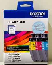 New Genuine Brother LC402 Cyan Magenta Yellow 3PK Ink Cartridges Box picture