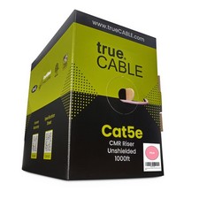 trueCABLE Cat5e Riser 1000ft, Pink, 24AWG 4 Pair Solid Bare Copper, 350MHz, PoE picture