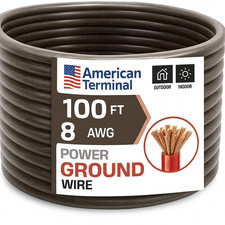 American Terminal ATP8G100BK 8GA 100' Black Power Ground Wire Car Audio picture