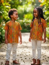 African Kente Print Dashiki Shirt for Children - DPC3247U | African Fashion | Du picture