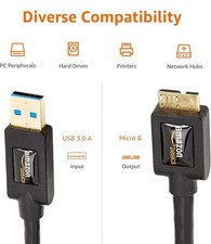 Amazon Basics External HDD Cable 4.8 Gbps USB-A Male to USB 3.0 Micro B, 3 Feet picture