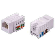 10 pcs Keystone Jack Cat6a White 45-Degree Network 110 Punchdown 8P8C RJ45 picture
