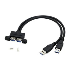 30cm Dual USB 3.0 A Male to USB 3.0 Female Extension Cable Panel Mount Adapter c picture