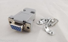 10x D-Sub DB15 VGA 15Pin 3 Rows Female Connector Plastic Hood Cover Backshell picture