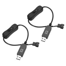 2Pcs USB to 4 Pin PWM 12V Step-Up Fan Power Adapter Cable with Switch 11.8