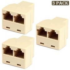3 Pcs RJ45 8P8C 1 to 2 Way T-Adapter Connector For Analog Digital Telephone Line picture
